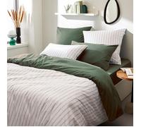 Parure de lit 300x240 cm 65x65 cm percale coton GABY vert Kaki 3 pièces