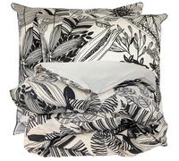 Parure de lit 300x240 cm taies 65x65 cm percale de coton ALBA beige/noir 3 pièces