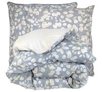 Parure de lit 300x240 cm taies 65x65 cm percale de coton LISON Gris 3 pièces