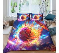 Parure de lit 3D Basket Art Chambre Ado Cadeau | Résistant à la décoloration, Respirant, Doux, Toutes saisons, Lavable en machine Double（200x200cm）
