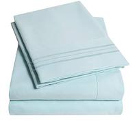 Parure de lit 4 pièces 1500 Supreme Collection avec Poche Profonde - Literie sans Plis et hypoallergénique - 23 Couleurs - Très Grand lit - Bleu Clair