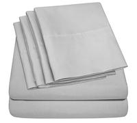 Parure de lit 4 pièces 1500 Supreme Collection en Microfibre brossée Fine avec Poche Profonde pour lit jumeau - 1 taie d'oreiller supplémentaire, Excellent Rapport qualité/Prix, lit jumeau, argenté