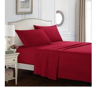 Parure de Lit 4 Pièces - Luxe - Microfibre - Drap Housse 152x203cm - Drap Plat 228x259cm - 2 Taies 50x76cm