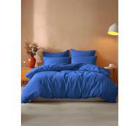 PARURE DE LIT 5 Pieces Unie en pour Un lit 2 Personnes 160 x 200 cm 1 drap housse + 1 drap plat +2 taies d'oreiller 50 x 70 cm + 1 taie de traversin 100% Coton 57 Fils HAUTE QUALITE (BLEU PETROLE)