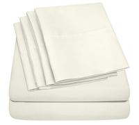 Parure de lit 6 pièces 1500 Supreme Collection en Microfibre brossée Fine avec Poche Profonde - 2 taies d'oreiller supplémentaires, Grand lit, Ivoire