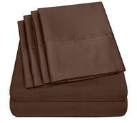 Parure de lit 6 pièces pour lit Double - Collection Supreme 1500 en Microfibre brossée Fine - 2 taies d'oreiller supplémentaires, Excellent Rapport qualité/Prix, lit Double, Marron