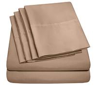 Parure de lit 6 pièces pour lit Double, Supreme Collection1500 en Microfibre brossée Fine, 2 taies d'oreiller supplémentaires, Excellent Rapport qualité/Prix, lit Double, Taupe