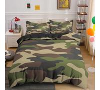 Parure de Lit 90x190 Enfant Vert Militaire 110g/㎡ Microfiber Parure de Lit Deco Chambre + One Piece Taie d'oreiller 65x65 Housse de Couette 1 Personne Lit Enfant