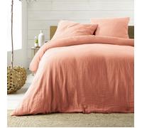 Douceur d'Intérieur, Parure 3 Pieces 260 X 240 cm Double Gaze Coton Angelia Rose, 100% Coton