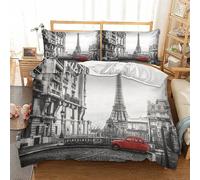Parure De Lit Avec Housse De Couette De X Cm Et Taie D'oreiller Motif Statue De La Libert¿¿ De Londres Et Tour Eiffel (Paris, X Cm)
