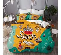 Parure De Lit Avec Housse De Couette En Microfibre,Carte Illustr¿¿E Espagne,Sets De Housse De Couette X Cm+ Taie D'oreiller X Cm