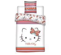 Aymax Parure de Lit Hello Kitty Butterfly, 1 Personne, Housse de Couette 140x200 cm + Taie d'oreiller 65x65 cm, Polycoton