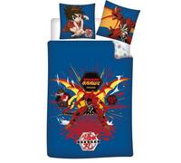 Parure de lit - BAKUGAN - Réversible - 140x200 cm - Motif personnages - Couleur bleue