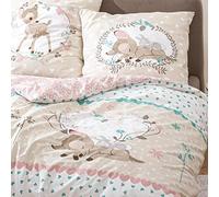 Parure de lit Bambi Disney - Parure de lit pour Fille - Housse de Couette pour Enfants Bambi et Lapin Panpan - Taie d'oreiller 80 x 80 + Housse de Couette 135 x 200 cm - 100% Coton