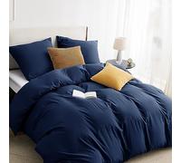 Parure de lit Bedsure 220x240 3 pièces Bleu marine - 1 housse de couette 240x220 cm + 2 taies d'oreiller 80x80 cm, Ensemble de literie en polyester microfibre bleu avec fermeture éclair OEKO-TEX