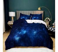 Parure de Lit Bleu Marine 90x190 cm Housse de Couette 1 Personnes Galaxie Ciel Étoilé pour Adultes Garçons et Filles, Ensemble de Literie en Microfibre Douce avec 2 Taies d'oreiller 65x65 cm