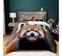 Parure de Lit Brun 140x200 cm Housse de Couette 1 Personnes Panda Roux Animal pour Adultes Garçons et Filles, Ensemble de Literie en Microfibre Douce avec 2 Taies d'oreiller 65x65 cm
