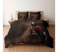 Parure de Lit Chocolat Guerrier Grec, Housse de Couette avec Fermeture Zippée, 4 Attaches d'angle, Linge de Lit Art Numérique 3D 90x190cm, 1 Taie 65x65cm