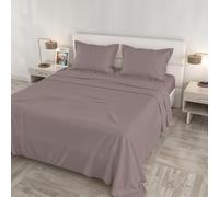 Parure de lit Cloe, Lit Double Maxi, 100% Coton, Fabriqué en Italie - Set de draps, 2 taies d’Oreiller à Volant, Drap Plat 260 × 300 cm, Drap-Housse 180 × 200 cm - Rose Ancien