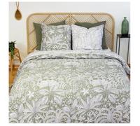 Parure de lit - CÔTÉ DÉCO - Floral et Tropical Vert - 220x240 cm - 100% coton - Motif végétal vert