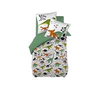 Parure de Lit Coton Motif Dinosaures Housse de Couette 140x200cm + Taie d'Oreiller - MEZO -