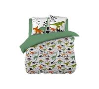 Parure de Lit Coton Motif Dinosaures Housse de Couette 200x200cm + 2 Taies d'Oreiller - MEZO -