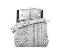 Parure de Lit Coton Motifs Ethniques Housse de Couette 260x240cm + 2 Taies d'Oreiller - KEDAH -