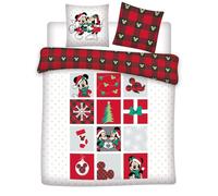 Parure de lit - DISNEY - Mickey et Minnie - Flanelle 100% coton - Housse 240x220 + 2 taies 65x65 - Rouge