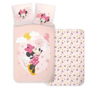 Parure de Lit Disney Minnie Bébé, 100% Coton, Housse de Couette 140x200 cm + Taie d'oreiller 40x60 cm