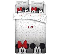 Parure de lit double - Disney - Minnie et Mickey - 220x240 cm - Polyester - Lavable en machine