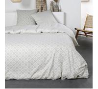 Parure de lit double en coton flanelle imprimé mosaïque - Beige - 240 x 260 cm