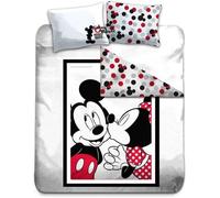 Parure de lit double Minnie et Mickey Disney - 100% coton - Blanc - Chambre Enfant