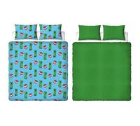 Parure de lit Double Officielle Character World Minecraft, Motif Chaud | Housse de Couette réversible en Polaire Double Face, Article Officiel avec taies d'oreiller Assorties.