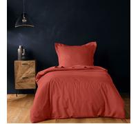 Parure de lit - DOUCEUR D'INTÉRIEUR - LINAÉ - 100% coton 57 fils/cm² - Terracotta - 1 taie 63x63 cm