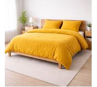 Parure de lit - DOUCEUR D'INTÉRIEUR - Sienna - 240 x 220 cm - Double face gaze de coton & coton 57 fils - Jaune