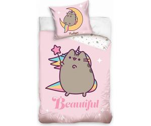 Parure de lit en coton 160x200 Pusheen Licorne Rose
