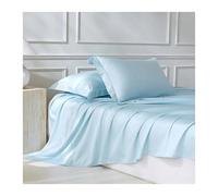 Parure de lit en coton 500 fils au pouce carré doux et respirant pour lit double Heavenly T avec drap plat de 180 x 245 cm + 2 taies d'oreiller 48 x 74 cm.