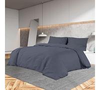 Parure de lit, en coton, anthracite, 135 x 200 cm, avec taie d'oreiller 80 x 80 cm, facile d'entretien, infroissable, certifiée Oeko-Tex Standard 100, pour chambre à coucher, design moderne, grand