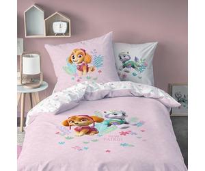 Parure de lit en flanelle, 135 x 200 cm, motif Pat' Patrouille Skye & Everest, douce et douillette, pour automne et hiver, 1 taie d'oreiller 80 x 80 cm + housse de couette 135 x 200 cm, 100 % coton,