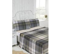 Parure de lit en Flanelle de Coton brossé Rapport Home Lomond pour lit Simple - Comprend Un Drap Plat, Un Drap-Housse et 2 taies d'oreiller, Parure de lit Douce, Chaude et Respirante pour Un Confort