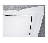 Vente-unique - Parure de lit Percale de Coton 80 Fils/cm² - Housse de Couette 220 x 240 cm + 2 taies d'oreiller - Blanc Bourdon Noir - CHARMY de Palacio