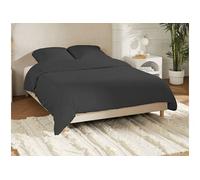 Parure de lit en satin 108 fils/cm² - Housse de couette 240 x 260 cm + 2 taies d'oreiller 63 x 63 cm - Gris anthracite - TALORA de PALACIO