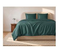 Parure de lit en satin 108 fils/cm² - Housse de couette 240 x 260 cm + 2 taies d'oreiller 63 x 63 cm - Vert sapin - TALORA de