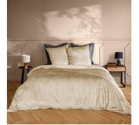 Douceur d'Intérieur - Parure de lit Velina 3 pièces 240 x 220 cm velours uni Sable