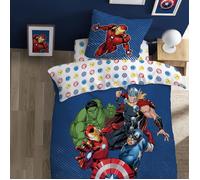 Parure de lit enfant 100% Coton - AVENGERS TEAM - Bleu - 140x200+63x63cm