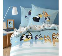 Parure de lit enfant 100% Coton - BLUEY TOGETHER - Bleu - 140x200+63x63cm