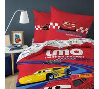 Parure de lit enfant 100% Coton - DISNEY CARS RACING - Rouge - 140x200+63x63cm