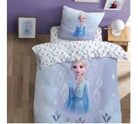 Parure de lit enfant 100% Coton - DISNEY FROZEN 2 SHINE - Bleu - 140x200+63x63cm