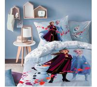 Parure de lit enfant 100% Coton - DISNEY FROZEN 2 TRIO - Bleu - 140x200+63x63cm