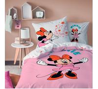 Parure de lit enfant 100% Coton - DISNEY MINNIE HAPPY - Rose - 140x200+63x63cm